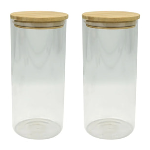 Ensemble de 2 Boites de conservation en verre 2 litres avec couvercle en Bambou Fackelmann Eco Friendly