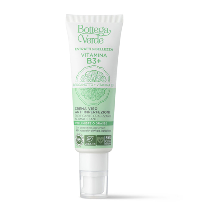 Crema facial antiimperfecciones - Bergamota Vitamina B3 - purificante, efecto matificante, reequilibrante (50 ml) - pieles mixtas o grasas