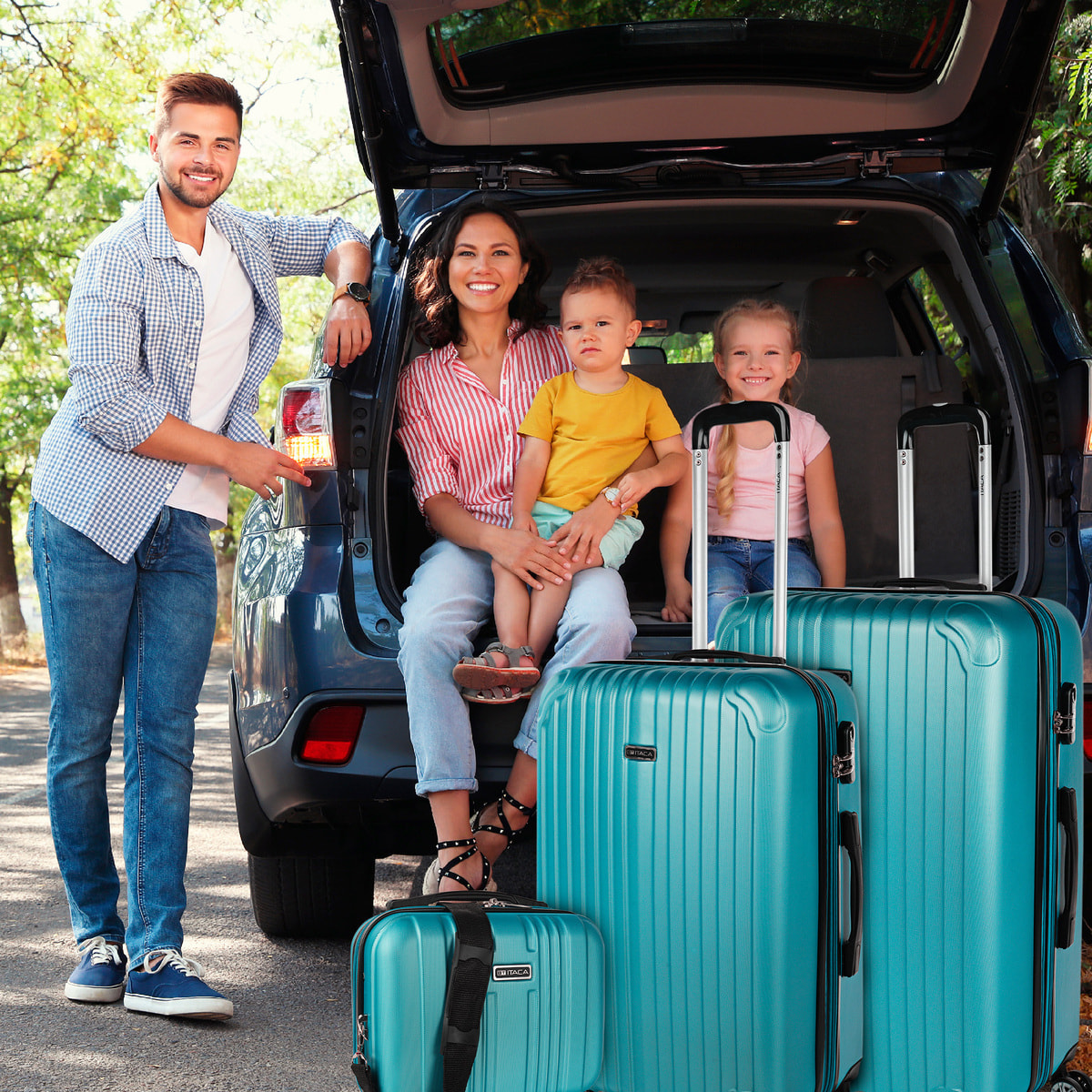 Juego De Maletas Rígidas Abs Itaca Sevron Verde Menta