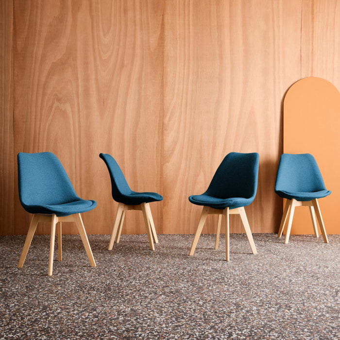 Chaise scandinave bois de hêtre et tissu (lot de 4) NILS