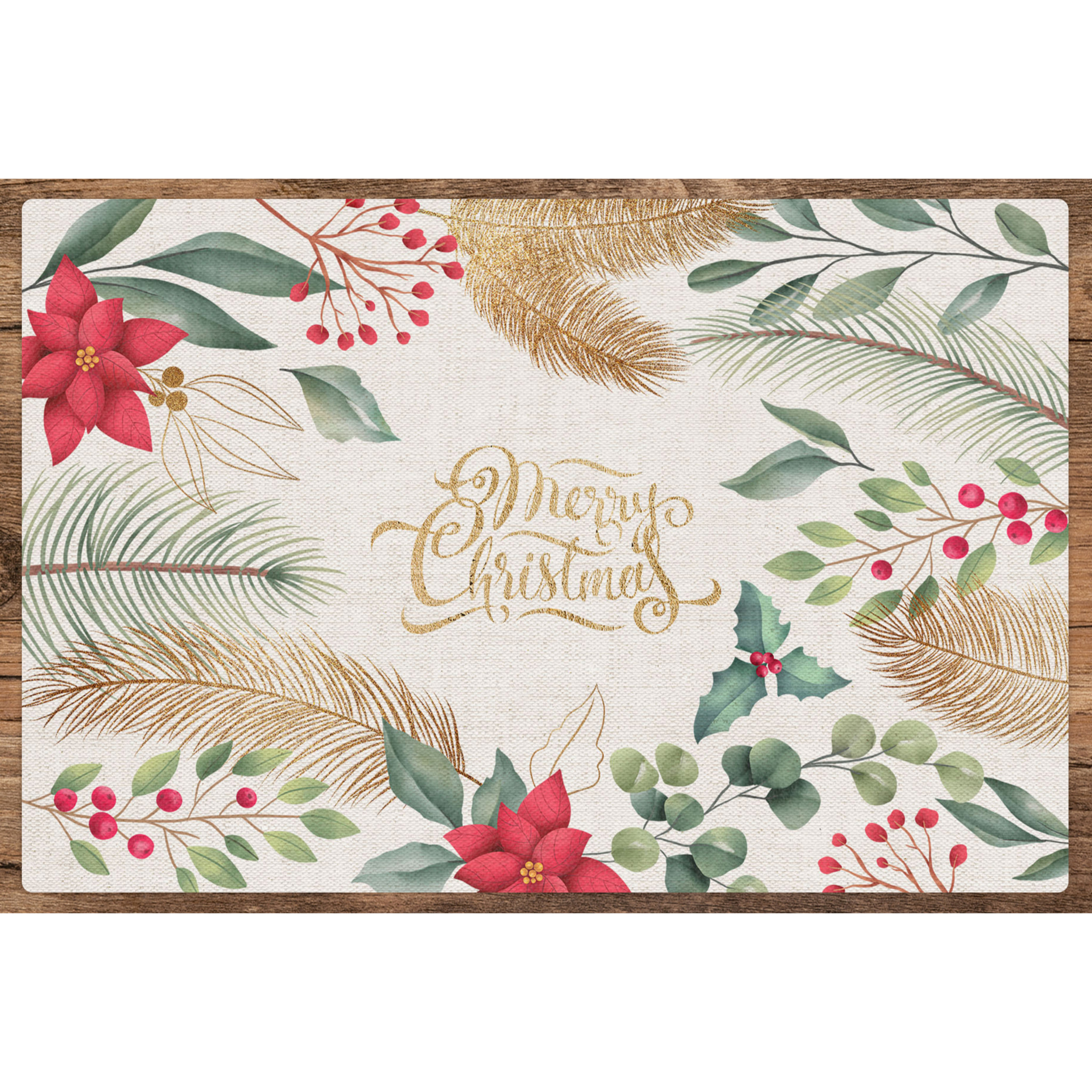 VINILIKO, set de 4 individuales de mesa Flores de Navidad 4u-30x45 cm