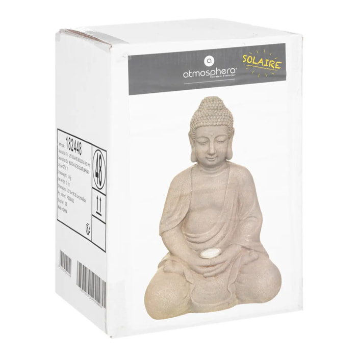 Lampe solaire "Bouddha" - gris ardoise H43 cm