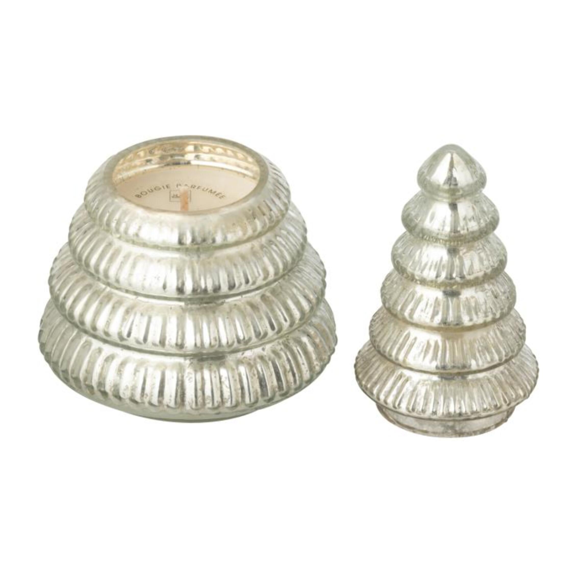 J-Line bougie parfumée Arbre Cotelé - verre - argent - small