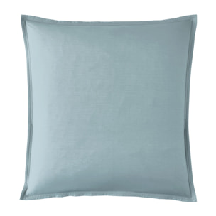 Taie d'oreiller unie en percale de coton, PREMIÈRE, Bleu Glacier