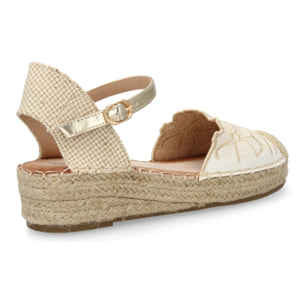 Sandalia de cuña de yute para mujer, comodas y elegantes, diseño de flores