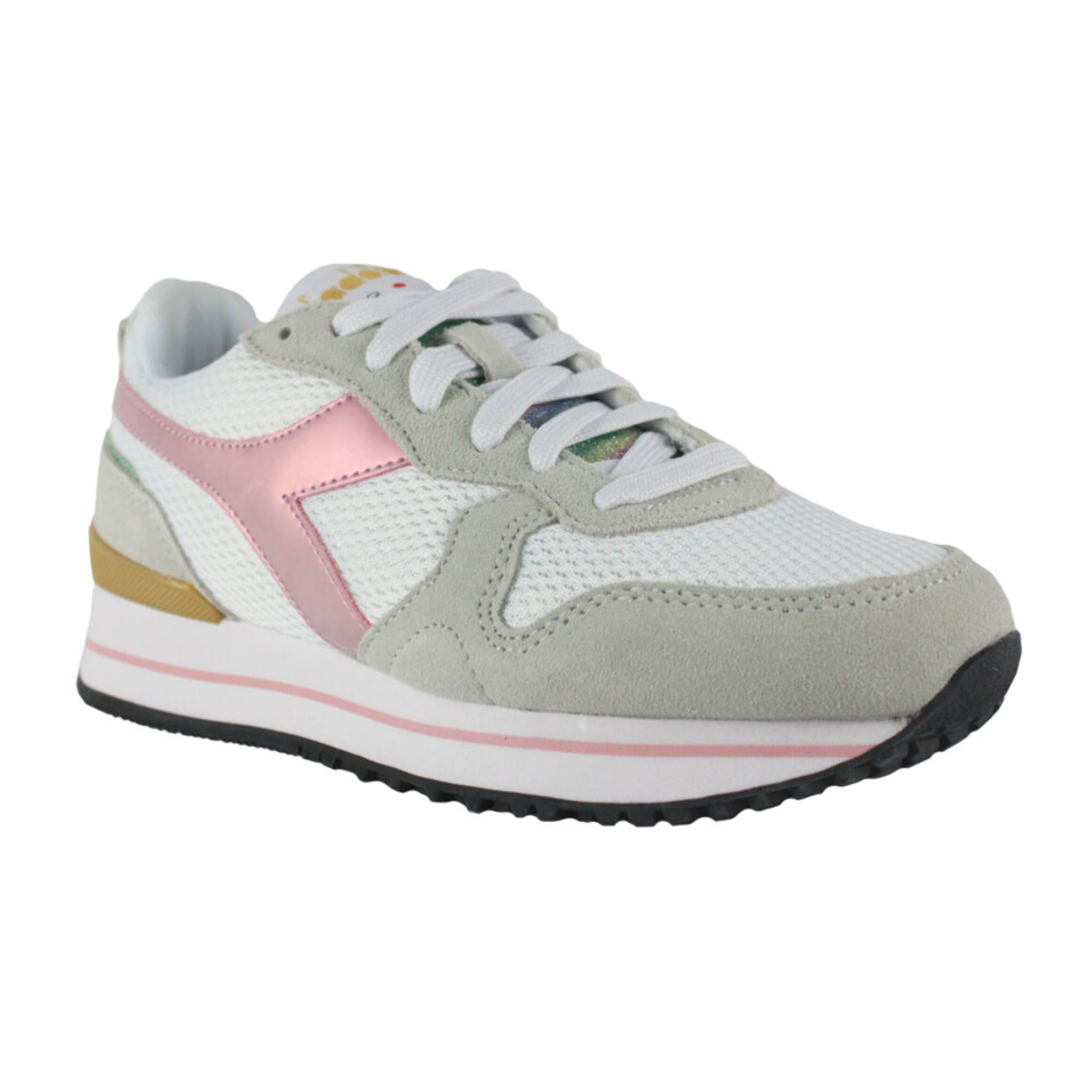 Zapatillas Sneaker para Mujer - DIADORA Olympia platform glitter rainbow wn 101.178330 01 C3113 White/Pink lady