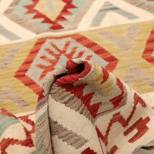Tapis kilim au motif ethnique, tissé plat en laine pure, UZUN