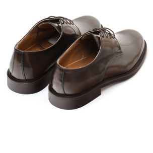 Derby stringate in pelle abrasivato con fondo cuoio antiscivolo