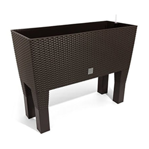 Jardinera alta rectangular 30 litros con autorriego color ocre oscuro 60 x 25 x 46 cm con patas