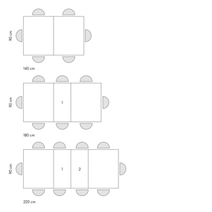 Tavolo LIPARI in legno, finitura bianco statuario e base bianca, allungabile 140x90 cm - 220x90 cm