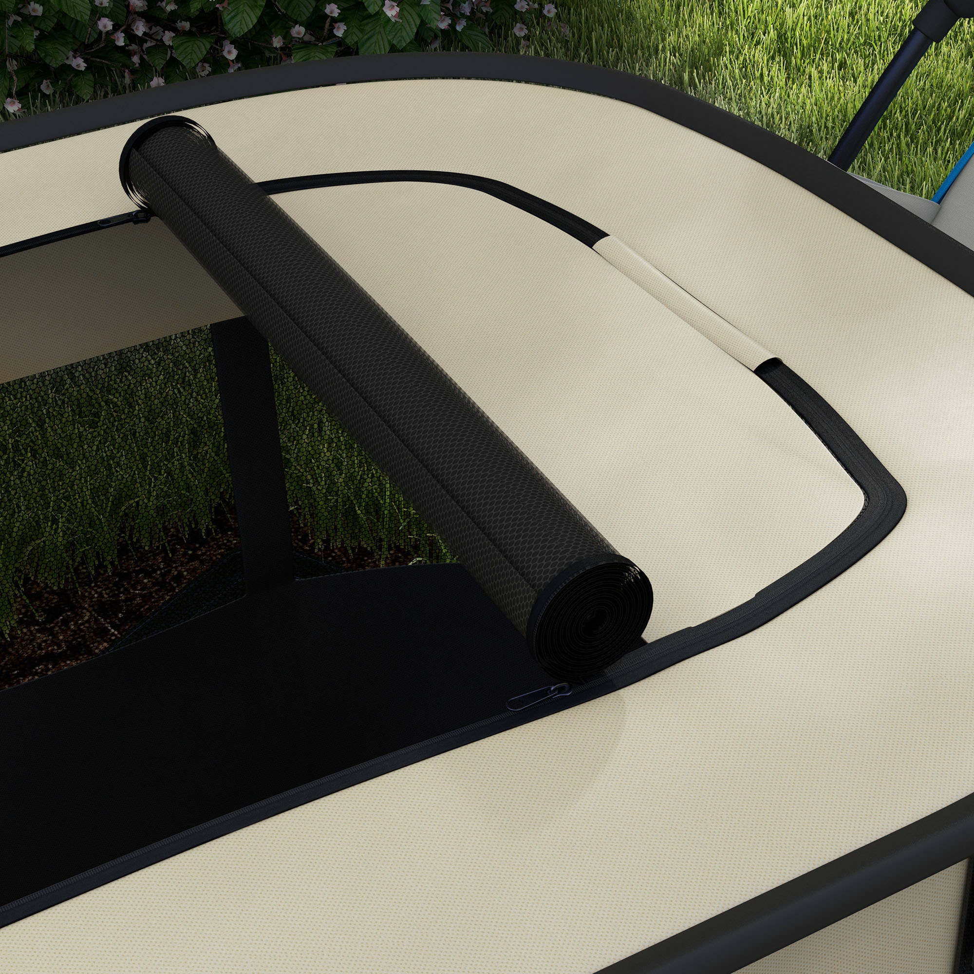 Parc pour chien pliable dim. 94L x 74l x 60H cm tissu Oxford crème noir