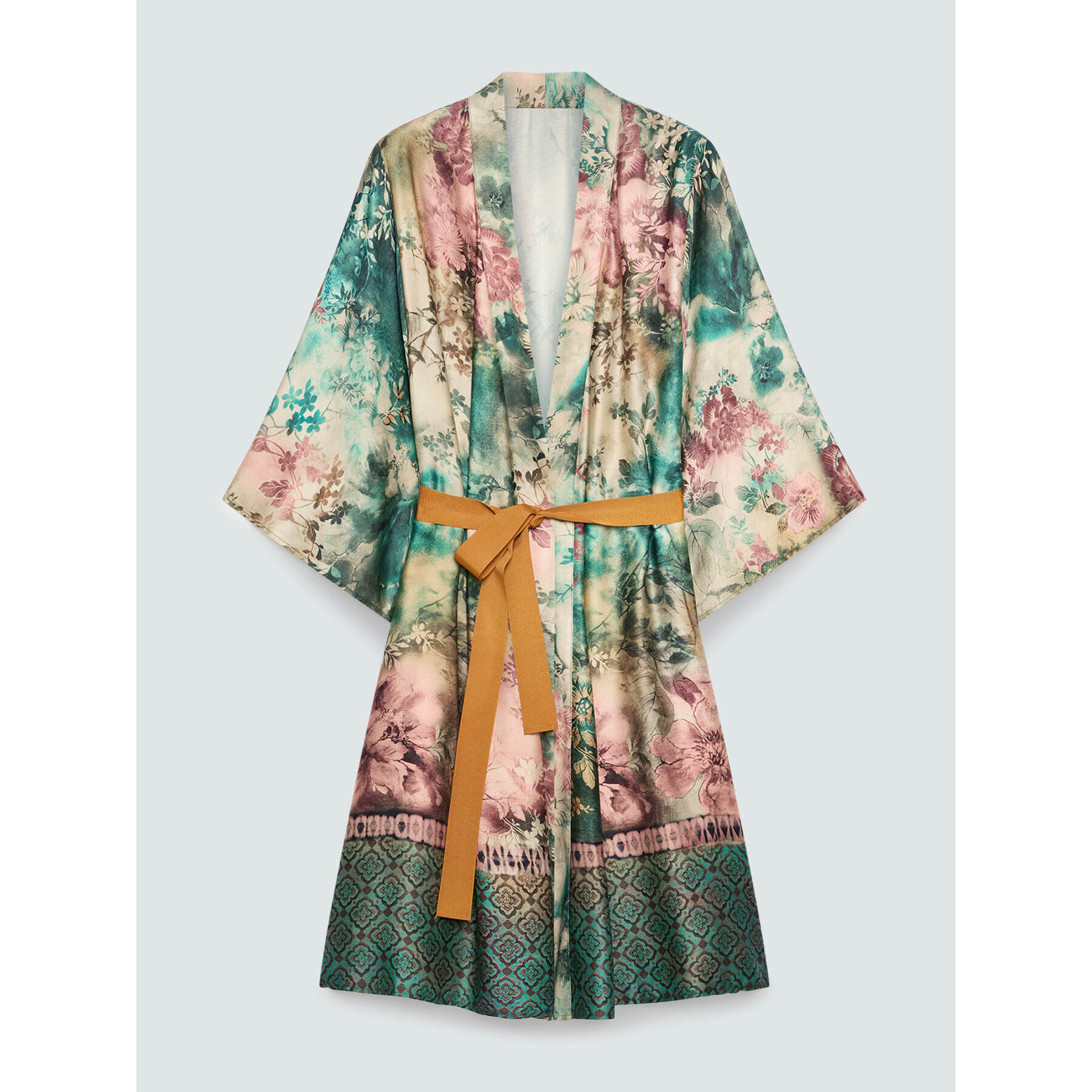 Fiorella Rubino - Kimono con estampado y cinturón - Verde