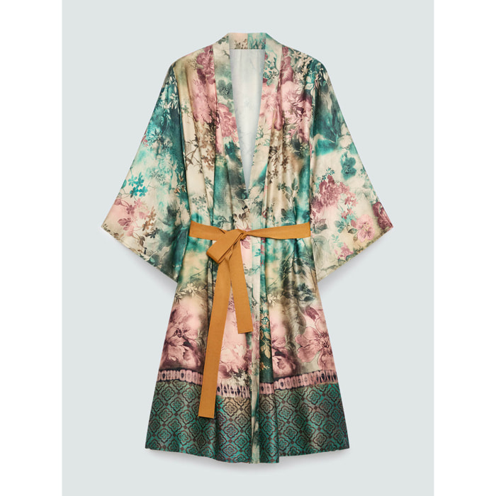 Fiorella Rubino - Kimono con estampado y cinturón - Verde