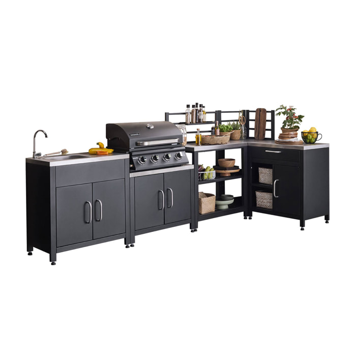 Cuisine extérieure 5 modules en acier inoxydable avec barbecue gaz 4 brûleurs