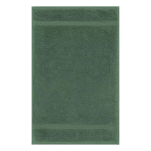 Serviette invites pur coton 550 g/m² uni vert Elea kaki