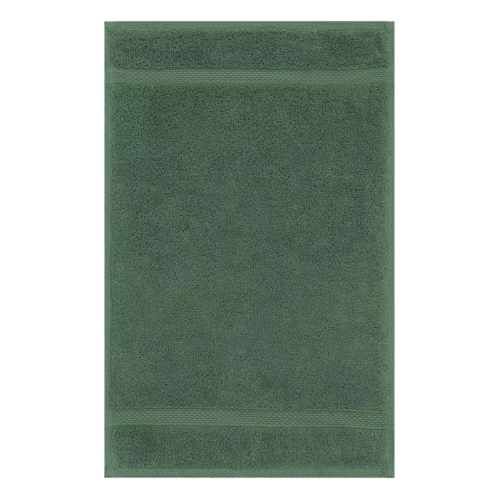 Serviette invites pur coton 550 g/m² uni vert Elea kaki