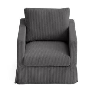 Serena - fauteuil déhoussable en velours côtelé - Gris