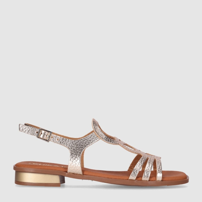 Sandalias de Piel - Platino - Tacón: 3 cm