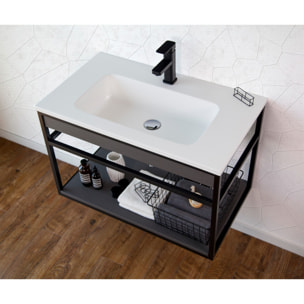 TOMASUCCI Meuble de salle de bain LOOM-B GRIS-NOIR 80