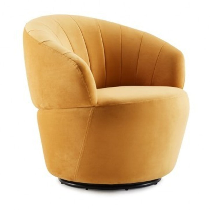 Fauteuil rond pivotant en velours - ROMANE