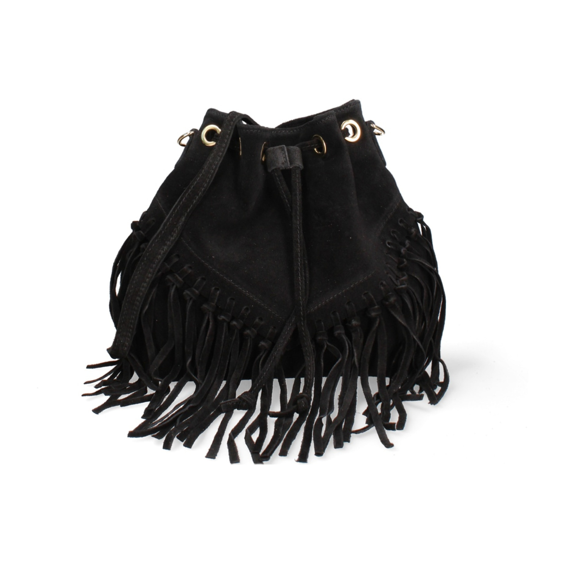 Borsa a secchiello da donna Made in Italy - Modello Umbria Plus - Pelle scamosciata - 25.0 x 22.0 x 13.0 cm