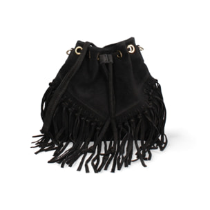 Borsa a secchiello da donna Made in Italy - Modello Umbria Plus - Pelle scamosciata - 25.0 x 22.0 x 13.0 cm