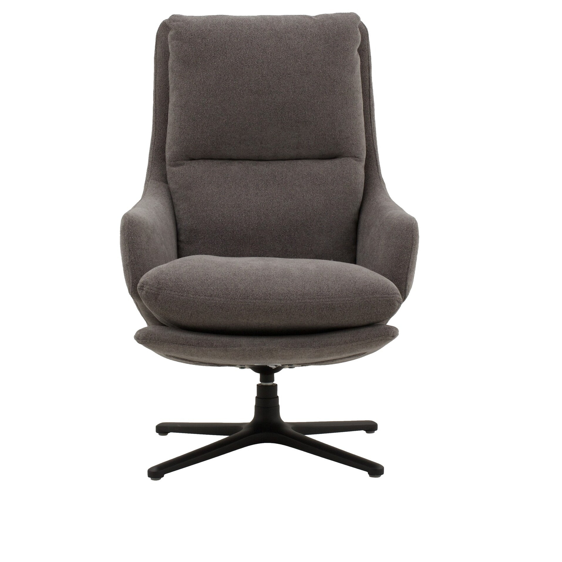 Poltrona girevole NEW ARLEY in tessuto grigio e base in metallo nero