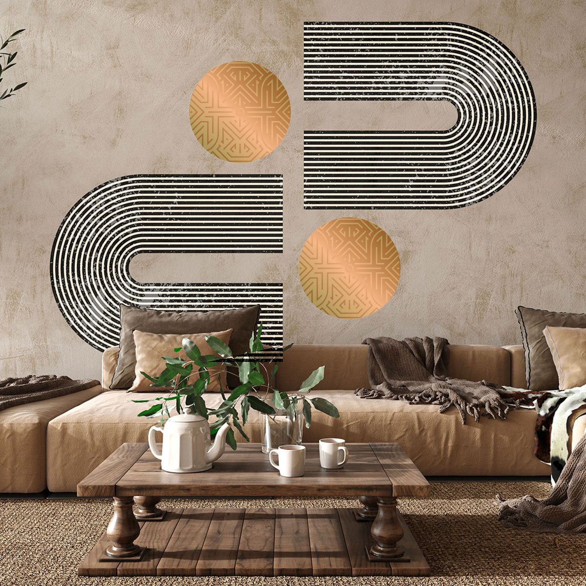 Papier peint intissé pré-encollé fresques géantes - ARCHES ABSTRAITES AZTEC