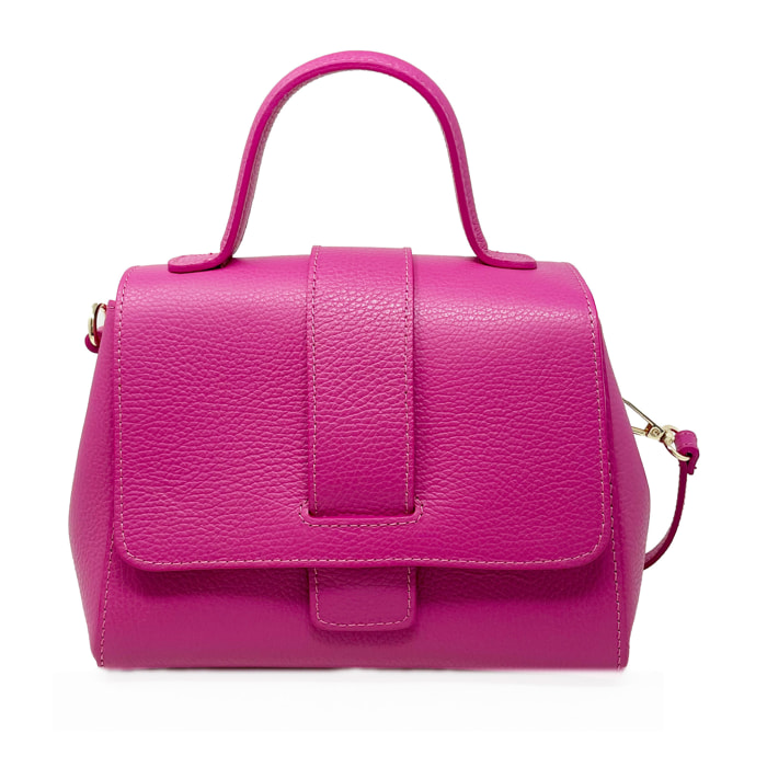 Chicca Borse - Borsa a Mano Donna in Vera Pelle - Colore Fucsia