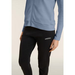 Tuta con zip e collo alto, logo con strass