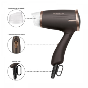 Sèche-cheveux pliable 1400W Proficare marron PC-HT 3009 Marron