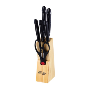 Juego de 7pzs cuchillos de cocina en acero inoxidable + tacoma marrón san ignacio