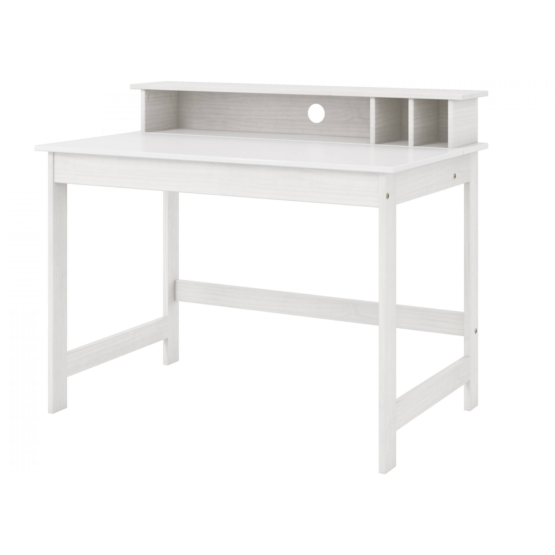 Scrivania in pino tinto bianco con piano sollevabile in MDF bianco, 110 x 76 x 68.5, Bianco