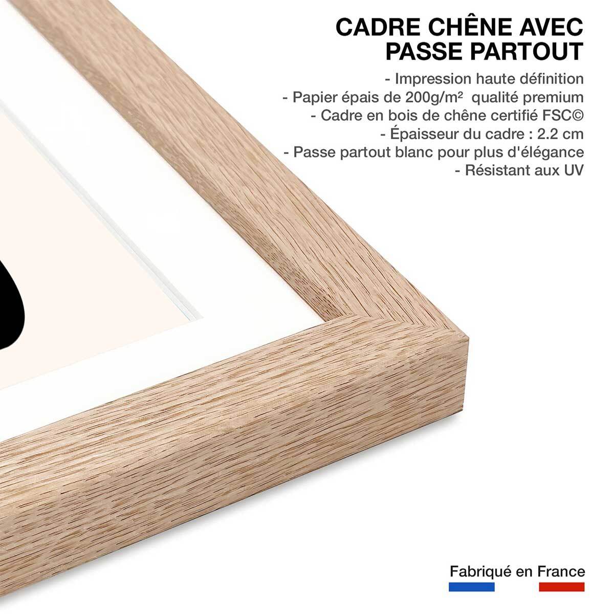 Affiche fleurs Madame et monsieur deco Affiche + cadre en bois - Chêne