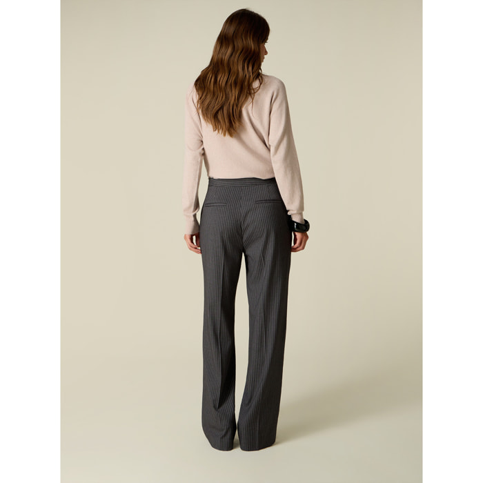 Oltre - Pantaloni palazzo gessati - Grigio