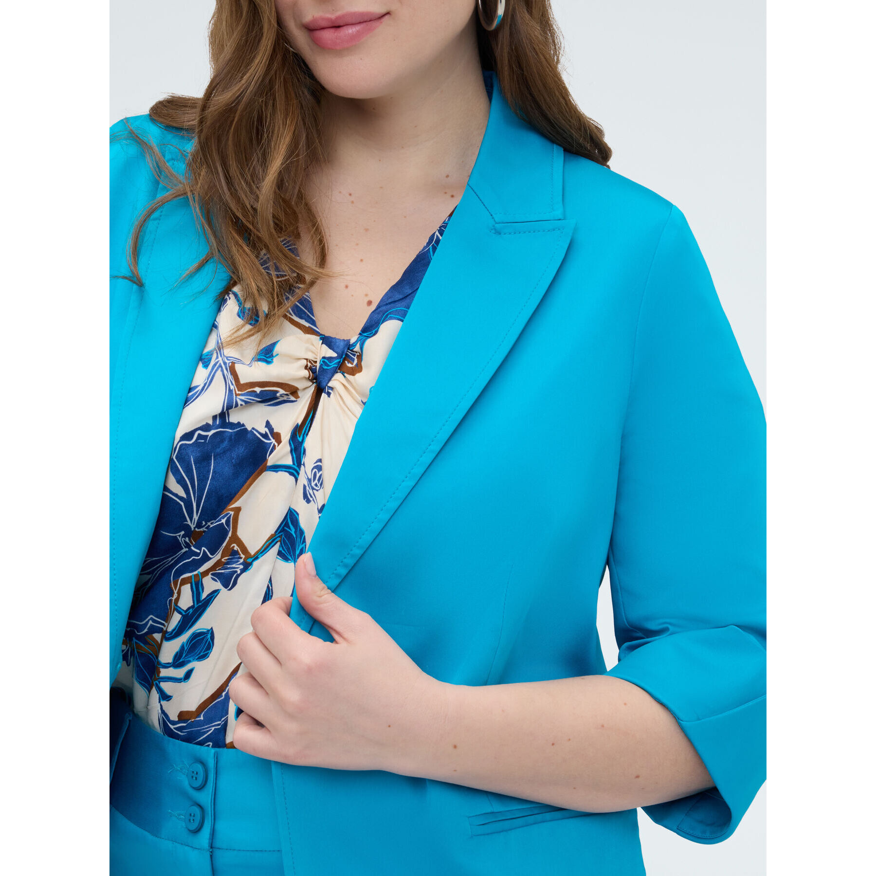 Fiorella Rubino - Blazer de mezcla de algodón con solapas - Light - blue