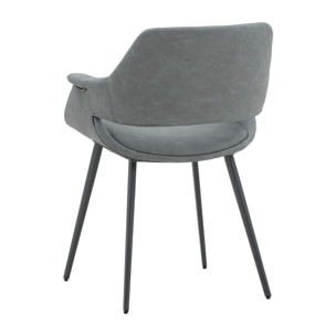 Set di 2 sedie EMBAJADORES in similpelle grigio e gambe in metallo nero, con braccioli