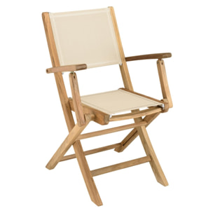 FUN - Ensemble de jardin en bois teck et textilène 10/12 personnes