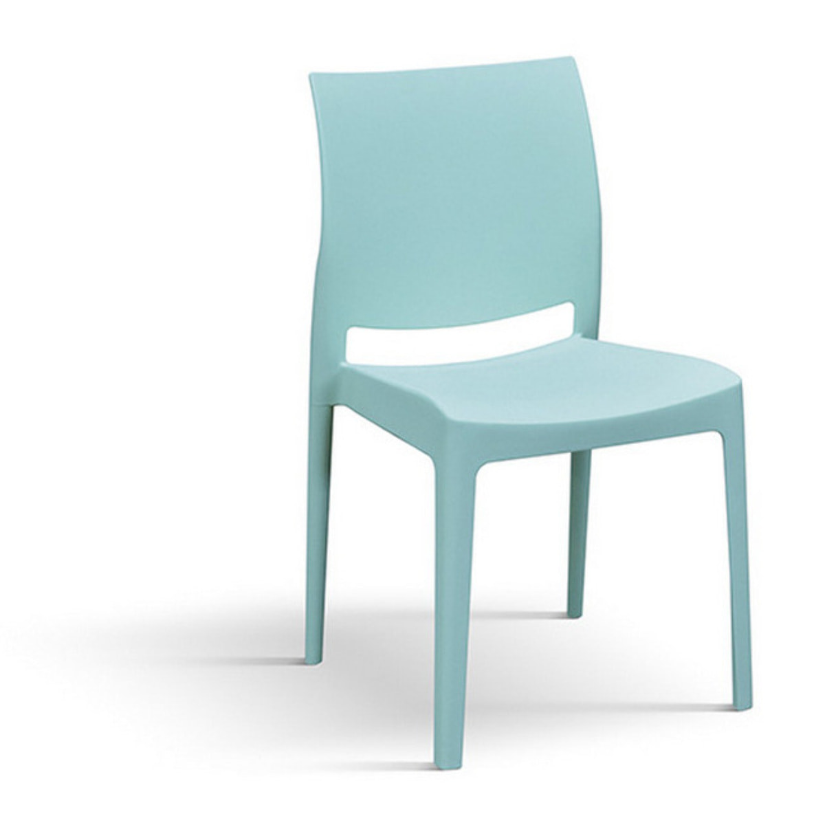 Set di 4 sedie HOBIE BEACH in polipropilene azzurro pastello, impilabili