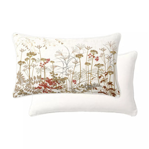 Lot de 2 taies percale de coton imprimé beige orange Erables automne