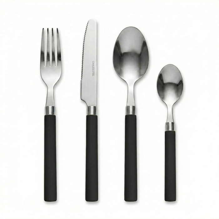 Set 24 Posate in Acciaio Inox 18/10, lavabile in lavastoviglie, design materico, Intrecci