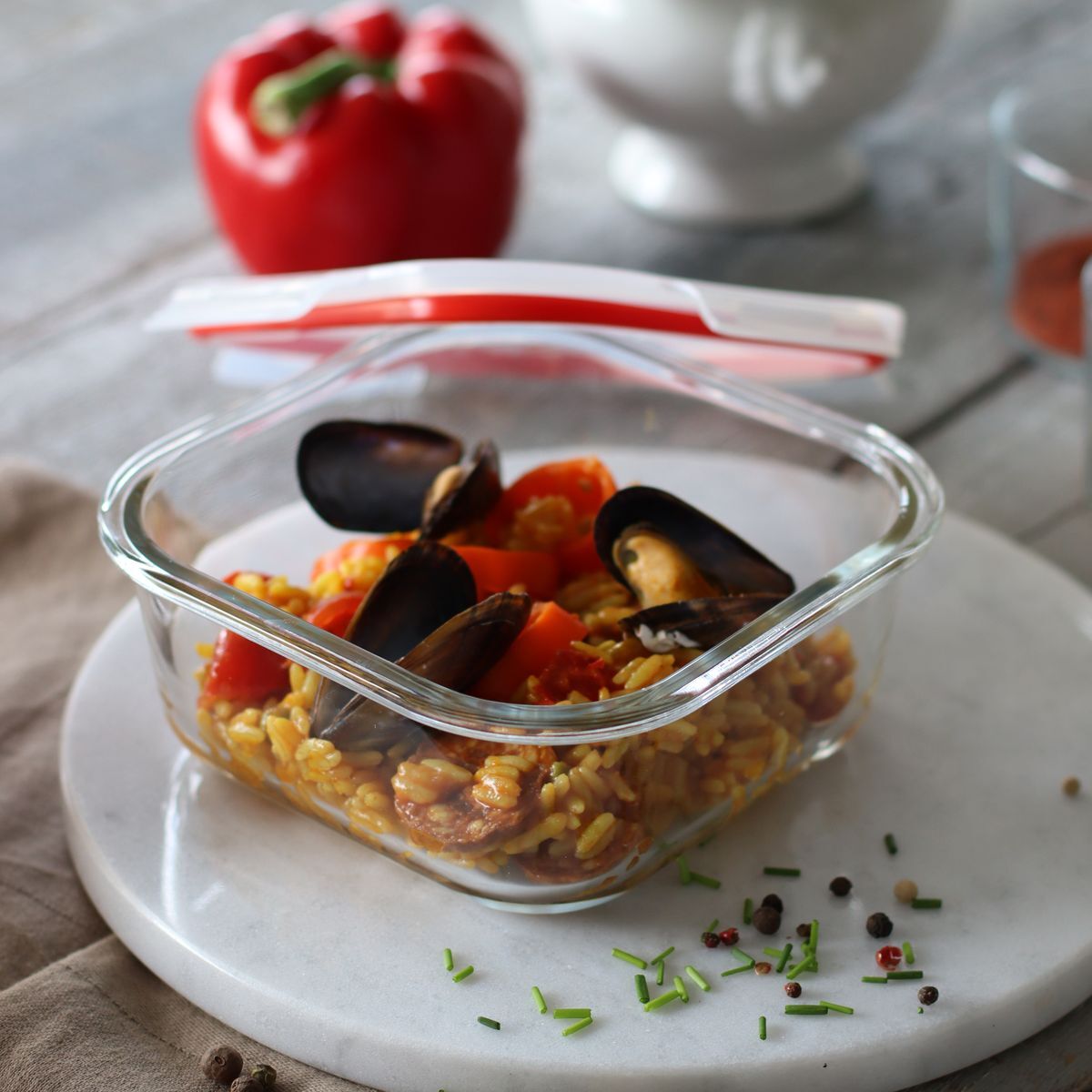 Boîte hermétique carré 500ml en verre CLEMENTINE