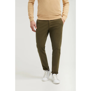 Pantalón chino verde oscuro de algodón elástico con detalles Polo Club