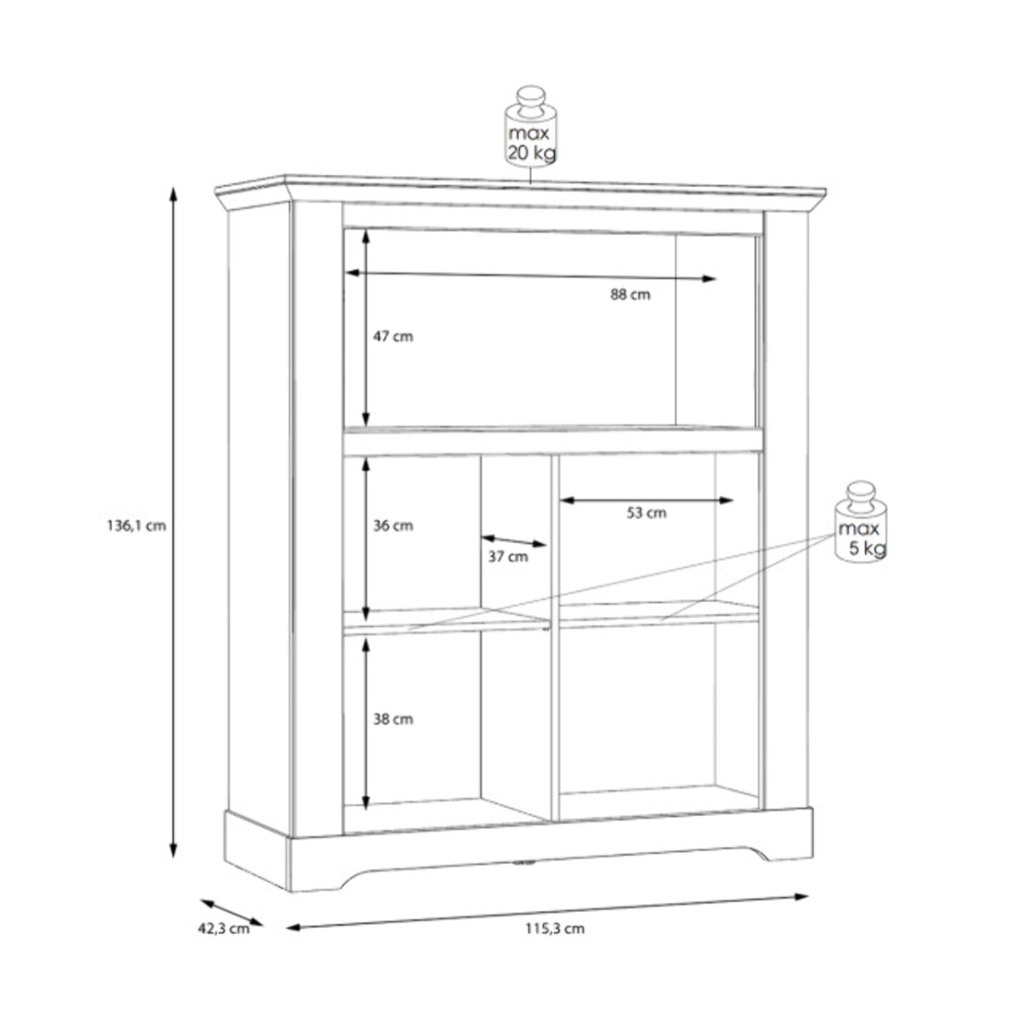 Bar en bois effet chêne clair blanchi - ILONA