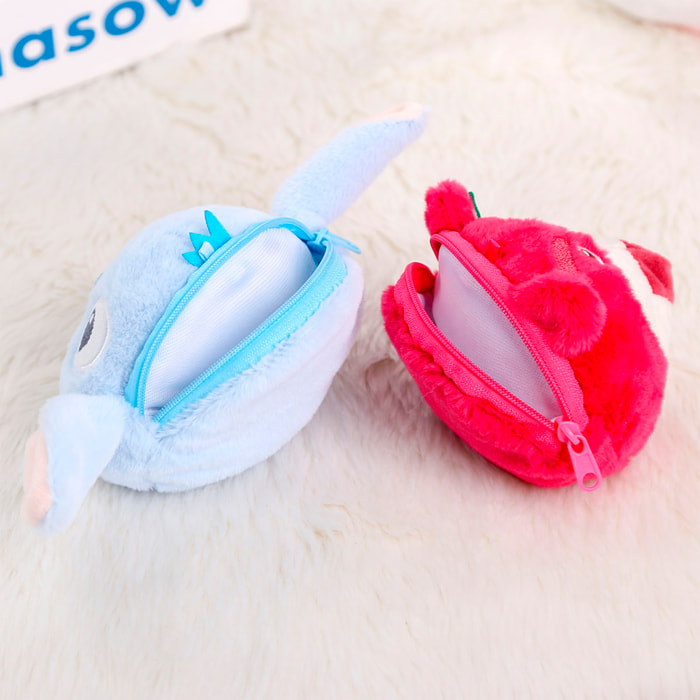 Monedero extrasuave. Diseño de monstruito azul. 10 cm.