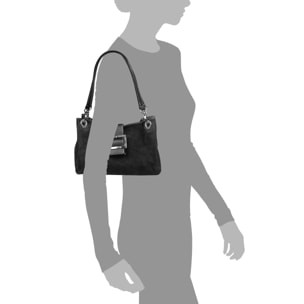 Aicurzio Borsa a spalla Donna. Pelle autentica Camoscio Dollaro