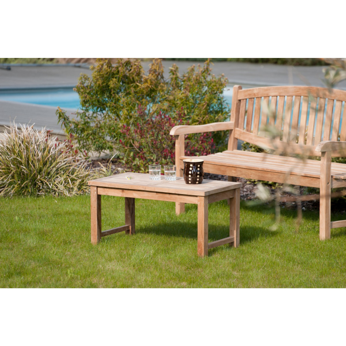 HARRIS - Table basse de jardin rectangulaire 90x45cm en bois Teck