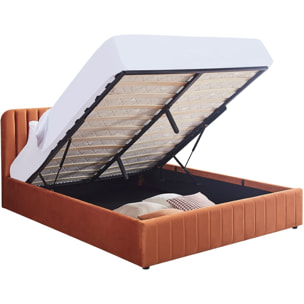 Lit coffre avec tête de lit en velours - AVA