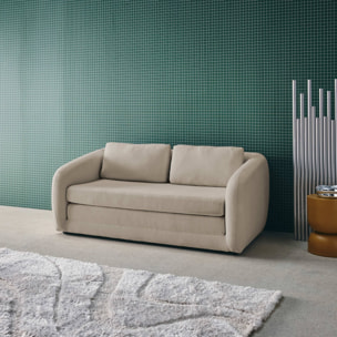 Canapé convertible 2 places tissu chenille gris clair - L 170 x P 95 x H 76cm - Twist