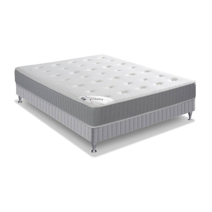 Ensemble matelas H24 ressort ensachés, ferme, sommier